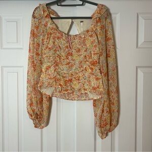 Free People Floral Print Blouse sz Md